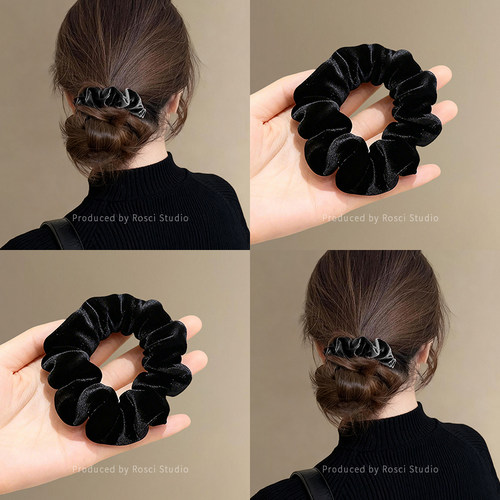 高级感黑色丝绒小肠发圈女2025新款秋冬发绳气质扎高马尾皮筋头绳