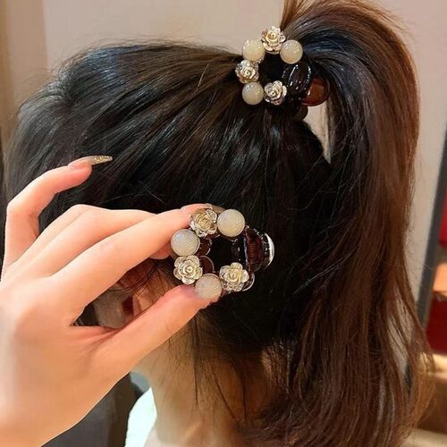 山茶花朵抓夹女高马尾固定神器2026新款高级感半扎发夹子韩系头饰
