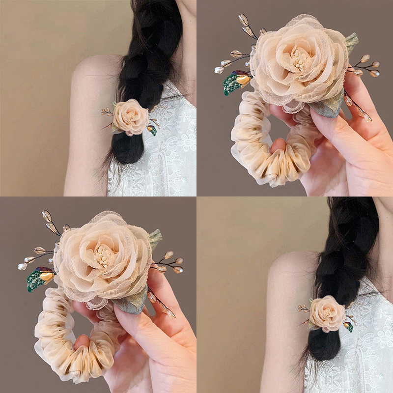 玫瑰花朵森系发圈女2025新款