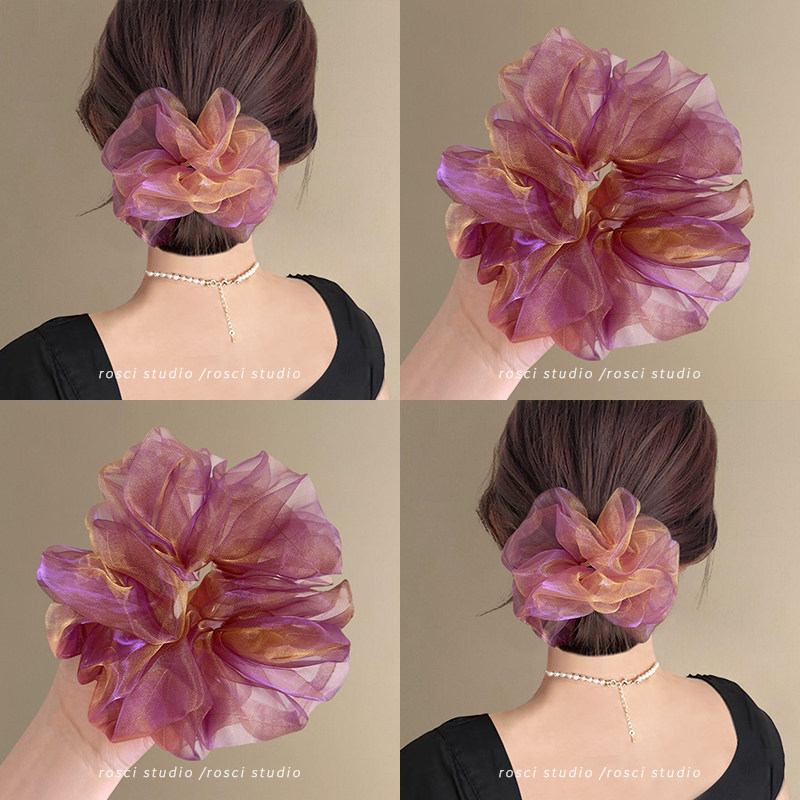 韩系珠光网纱大肠发圈女2026新款高级感马尾扎发绳丸子头发饰头花,饰品/流行首饰/时尚饰品新,发饰,淘宝优惠券,粉丝福利购,淘宝优惠卷