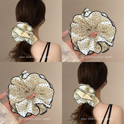 温柔气质波点大肠发圈女2025新款超大高级感扎头发绳马尾韩系发饰