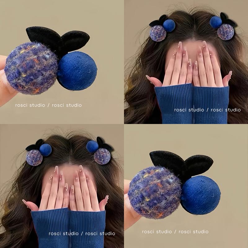 罗喜红色丝绒花朵发夹2024新款