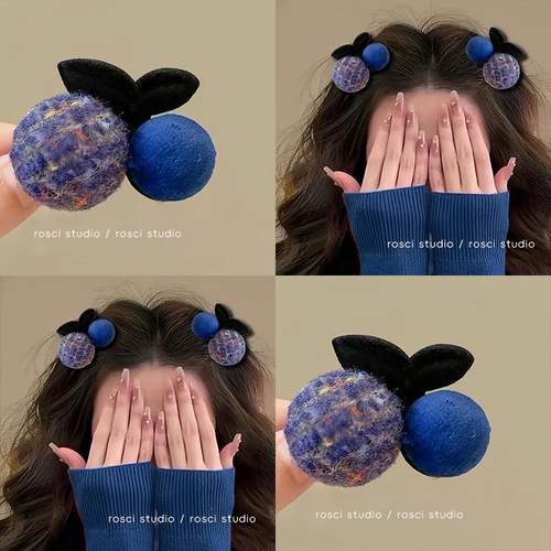 罗喜红色丝绒花朵发夹2024新款