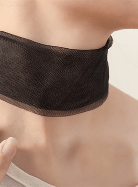 纯色丝巾女2026新款夏季宽边颈链磁吸扣脖子防晒配饰黑色锁骨链