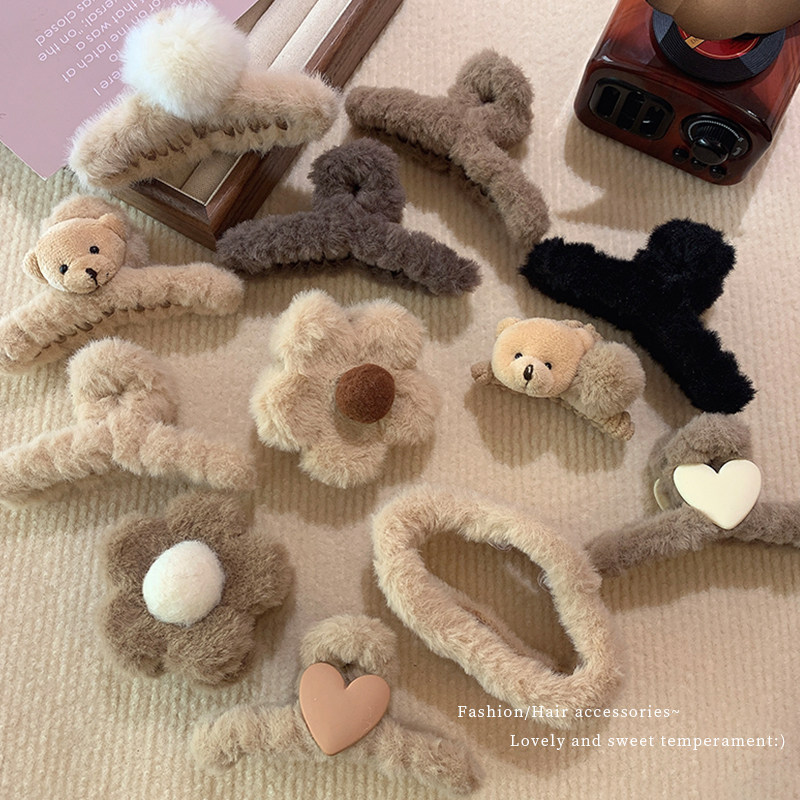 可爱毛绒抓夹女高级感2026新款秋冬毛毛发夹后脑勺盘发鲨鱼夹发饰,饰品/流行首饰/时尚饰品新,发饰,淘宝优惠券,粉丝福利购,淘宝优惠卷