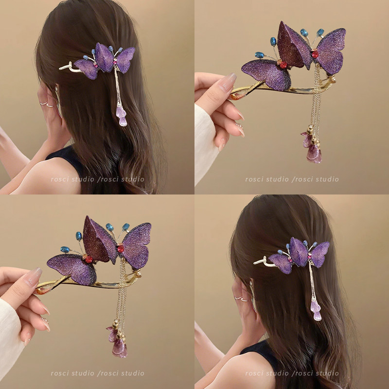超仙刺绣蝴蝶流苏扭扭夹女2026新款高级感一字发夹后脑勺头发抓夹,饰品/流行首饰/时尚饰品新,发饰,淘宝优惠券,粉丝福利购,淘宝优惠卷