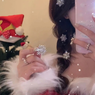 新年雪花发夹前额刘海夹2025新款高颜值侧边夹鸭嘴夹过年头饰女