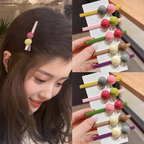 多巴胺糖果色发夹女前额刘海发卡一字夹侧边夹可爱珠珠鸭嘴夹头饰
