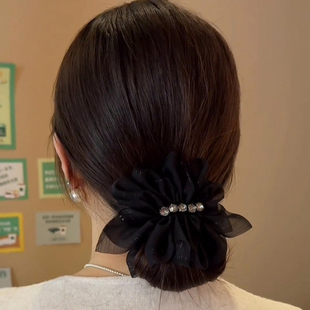 韩系网纱水钻蝴蝶结香蕉夹抓夹女后脑勺盘发头饰2026新款发夹发卡