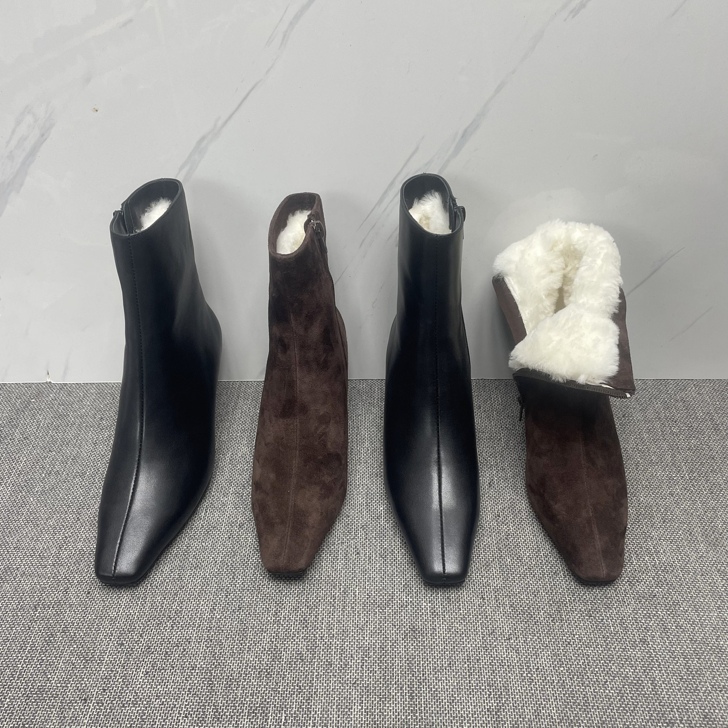 极简老钱风法式方头短靴