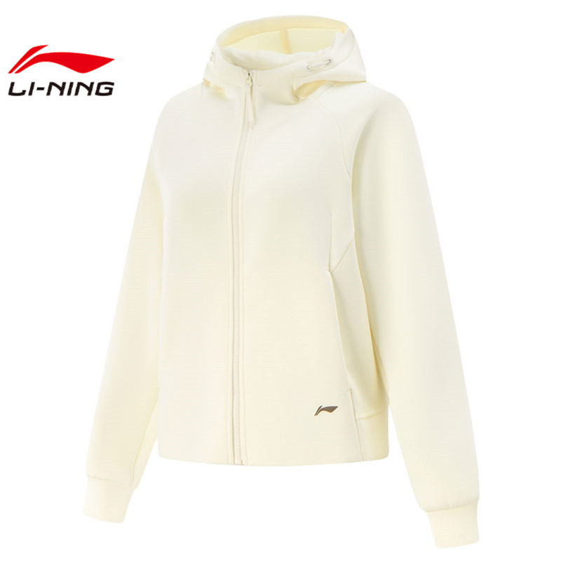 李宁秋女子热汗运动百搭宽松开衫连帽卫衣休闲夹克外套AWDV512-1