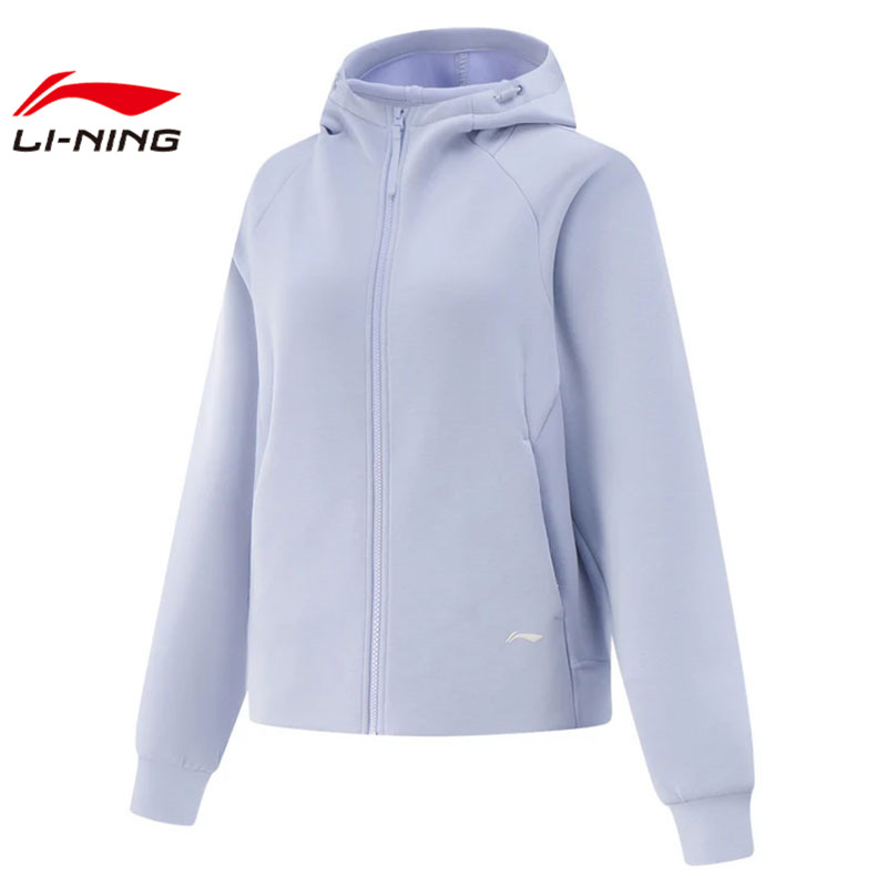 李宁秋女子热汗运动百搭宽松开衫连帽卫衣休闲夹克外套AWDV512-2