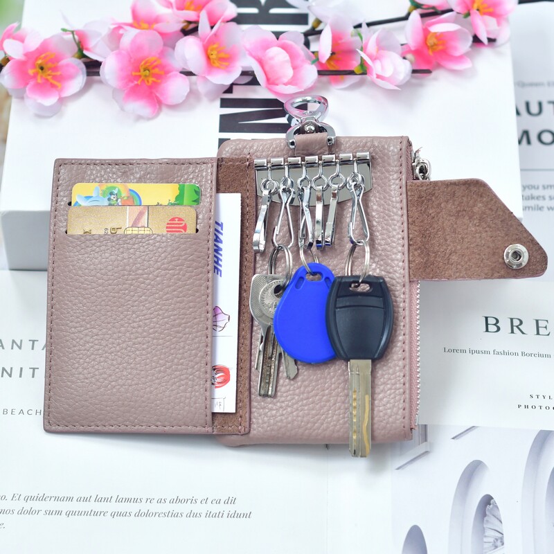 钥匙包卡包二合一女2025新款真皮钥匙扣挂钩拉链精致零钱包一体包