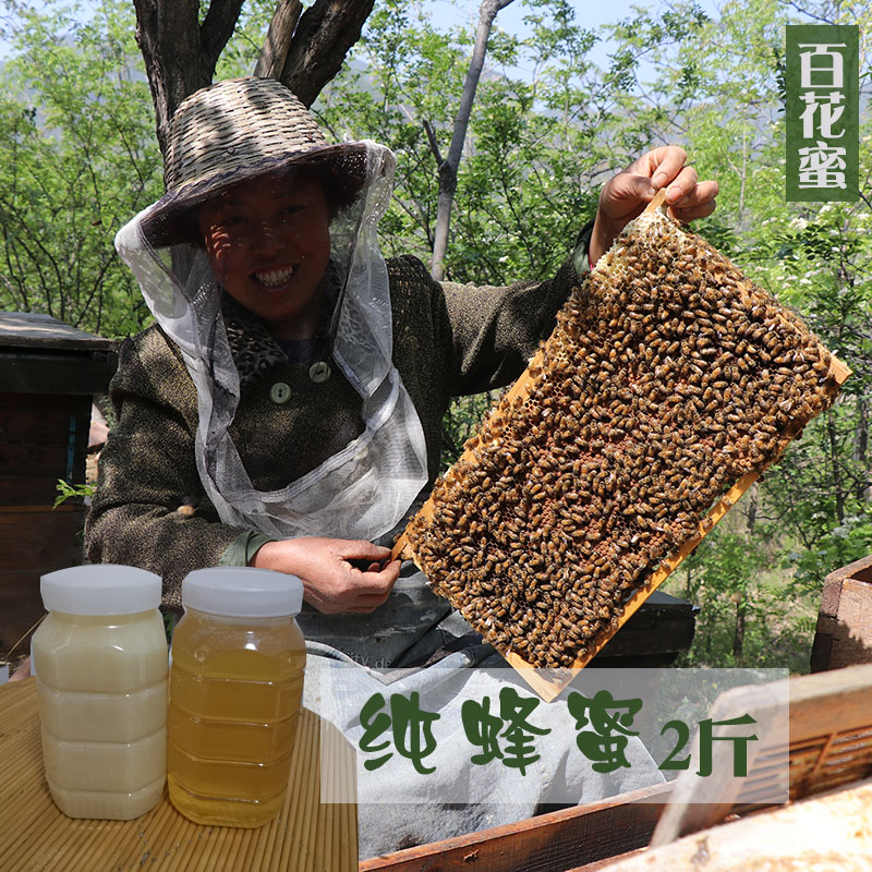 百花蜜2斤纯蜂蜜土蜂蜜槐花蜜枣花黄荆蜜意大利蜂巢蜜深山野蜂蜜