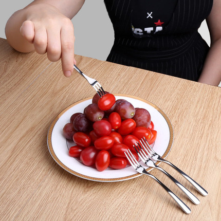 304不锈钢水果叉创意可爱点心叉西餐食品叉儿童水果小叉子6个包邮