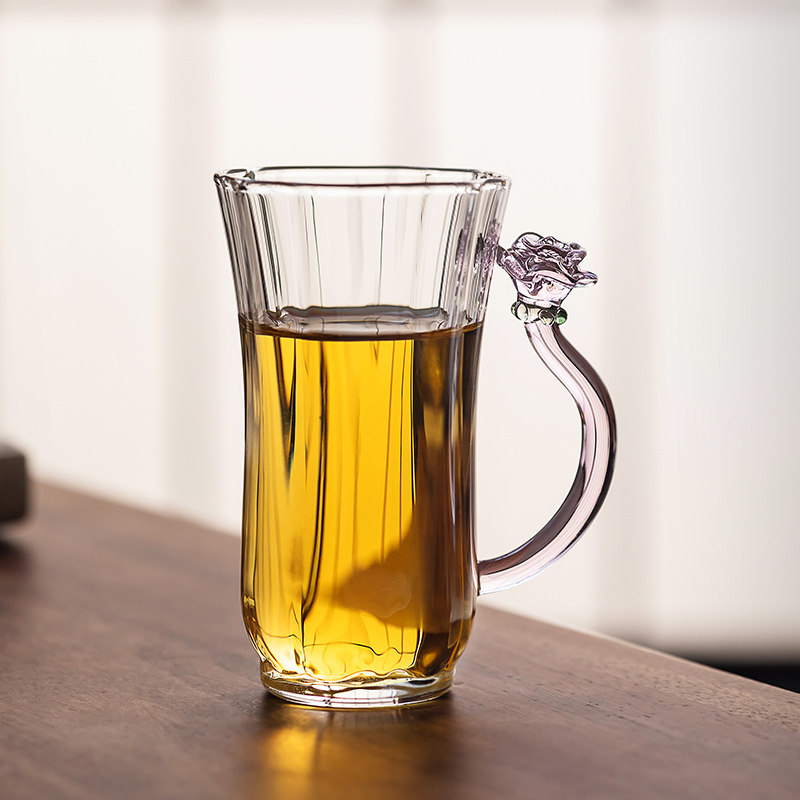 玻璃杯茶杯高档主人杯带把品茶杯手工高硼硅泡茶杯子女士个人专用图片