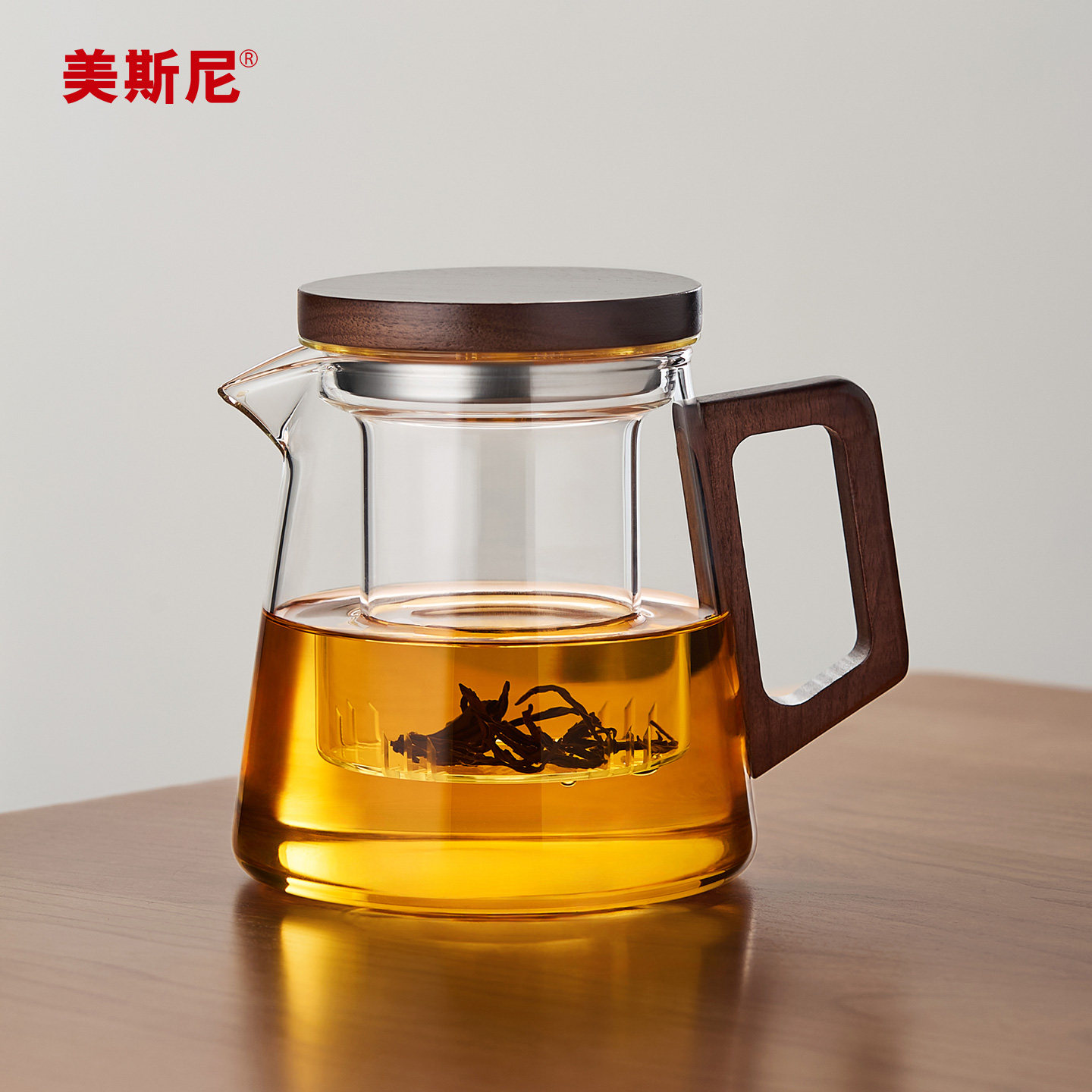 美斯尼玻璃茶壶木盖泡茶器茶具