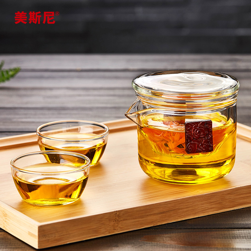美斯尼便携快客杯耐热一壶二杯