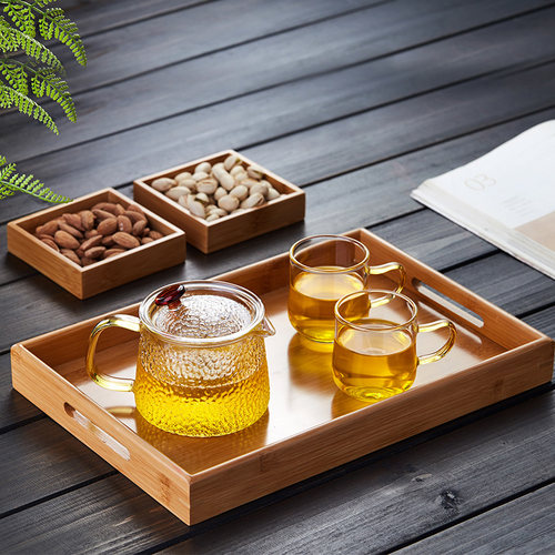 美斯尼茶盘家用竹子茶海托盘小型简约果盘日式放茶杯盘干果收纳盘
