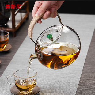 美斯尼玻璃茶壶泡茶家用大容量提梁壶耐高温煮茶壶电陶炉烧水套装