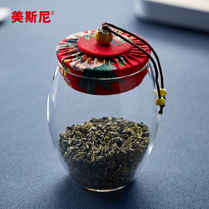 美斯尼密封玻璃茶叶罐麻布软木塞储物罐杂粮糖果收纳瓶潮储物罐