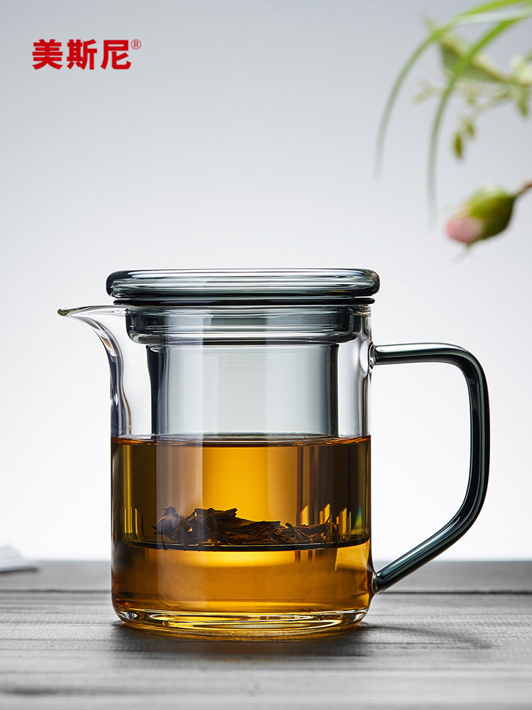 梅斯尼玻璃茶水分离杯,办公茶杯,耐高温水杯,男士红茶泡茶器,