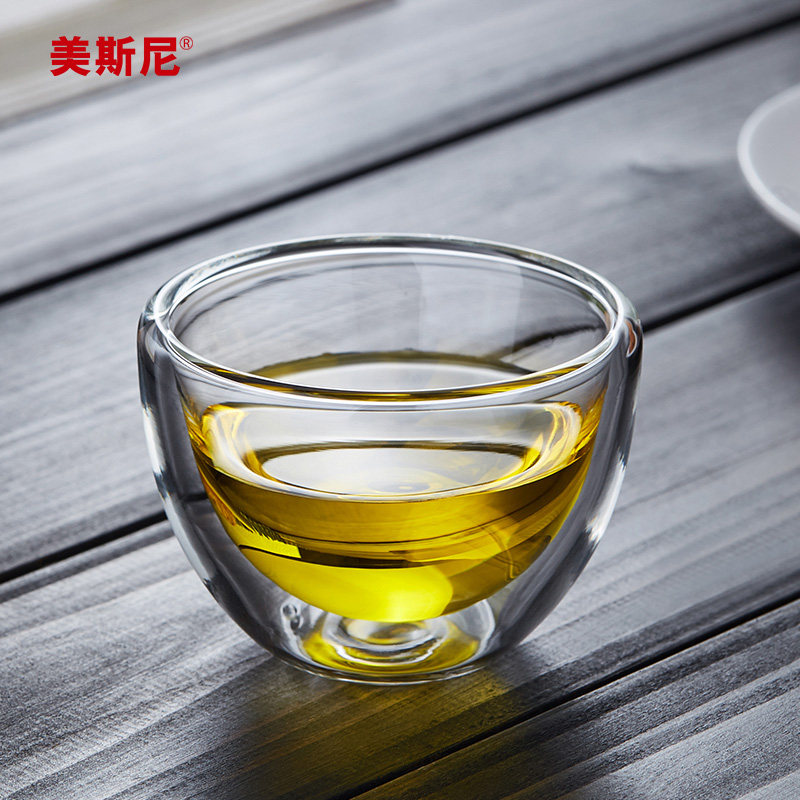 美斯尼双层玻璃杯家用功夫茶具主人杯单个耐高温品茗杯小茶碗茶盏,餐饮具,茶杯,淘宝优惠券,粉丝福利购,淘宝优惠卷