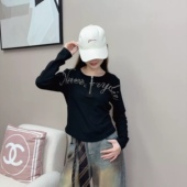 跳舞衣服女 字母烫钻爵士舞上衣加绒显瘦百搭广场舞长袖 秋冬季 新款