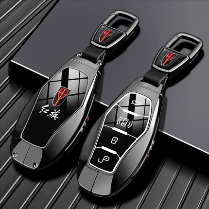 适用24/25款红旗H5钥匙套HS5 H6 HS3 HS7 HQ9 EH7 H9车包金属壳扣