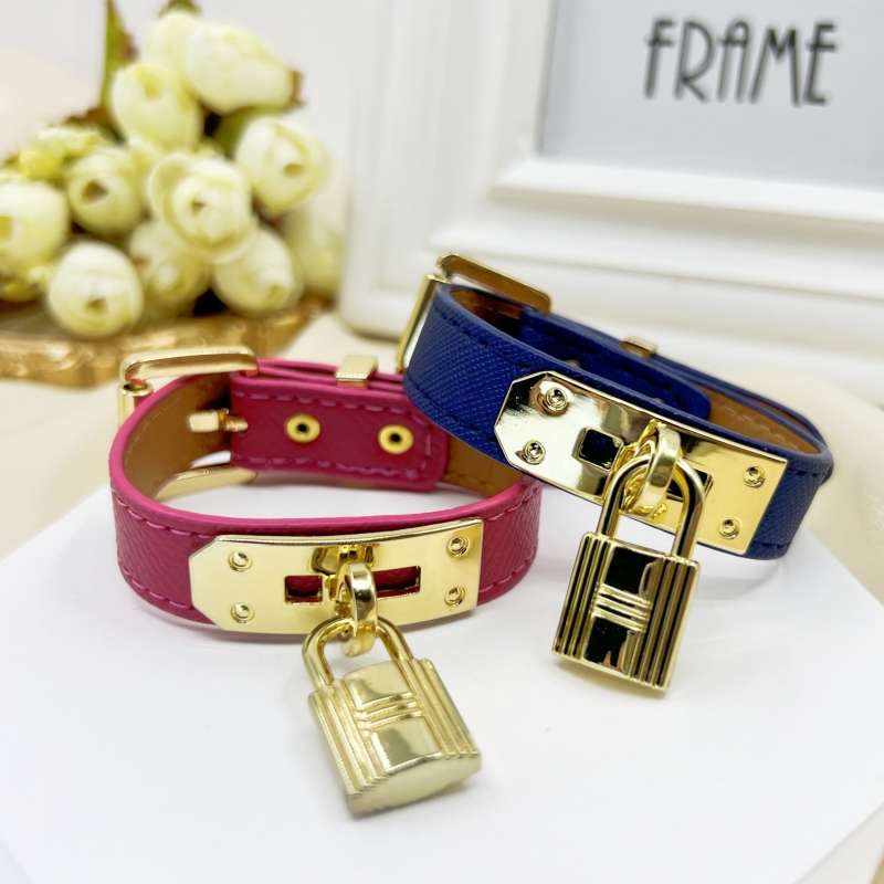 新款小锁单圈皮革手镯欧美风女