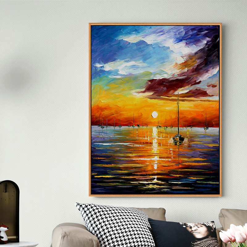 帆船阿夫列莫夫印刷喷绘仿制油画客厅卧室沙发背景装饰画风景挂画