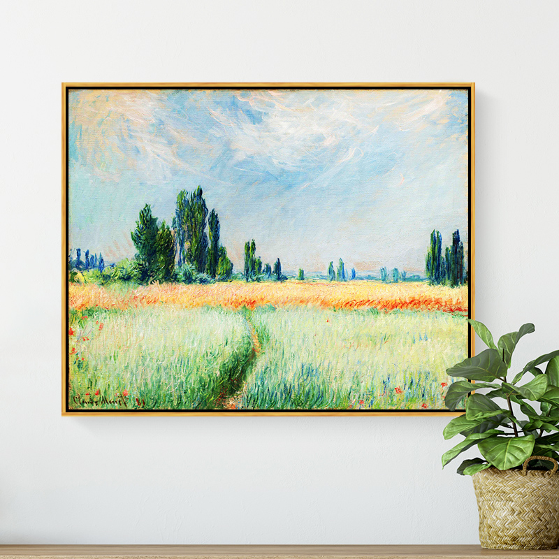 麦田 莫奈田园印刷仿制油画客厅卧室餐厅玄关风景挂画