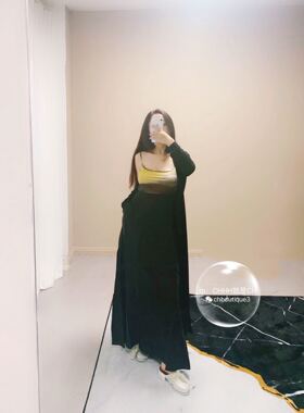 【chenyunmu】暗黑风超显瘦茧型超长款不规则 外搭薄外套