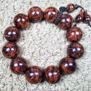 海南黄花梨鬼脸对眼2.0蜘蛛纹瘤疤花水波108颗女佛珠男手串紫油梨