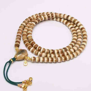 猛犸象牙手串108颗手链女男蓝眼药片老型收藏级8mm冰咖料佛珠圆珠