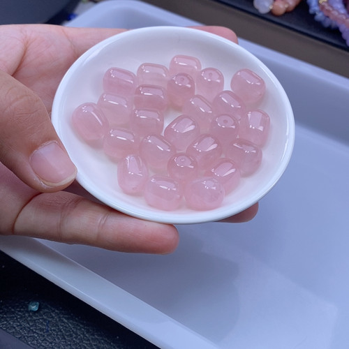 12.5x10mm西柚粉晶胖桶珠2个