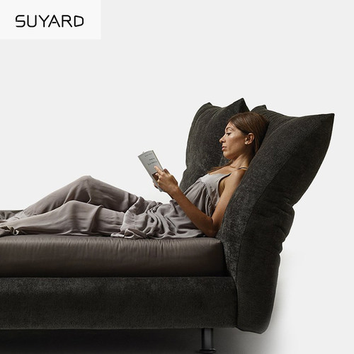 极简原版意式轻奢实木双人花瓣床