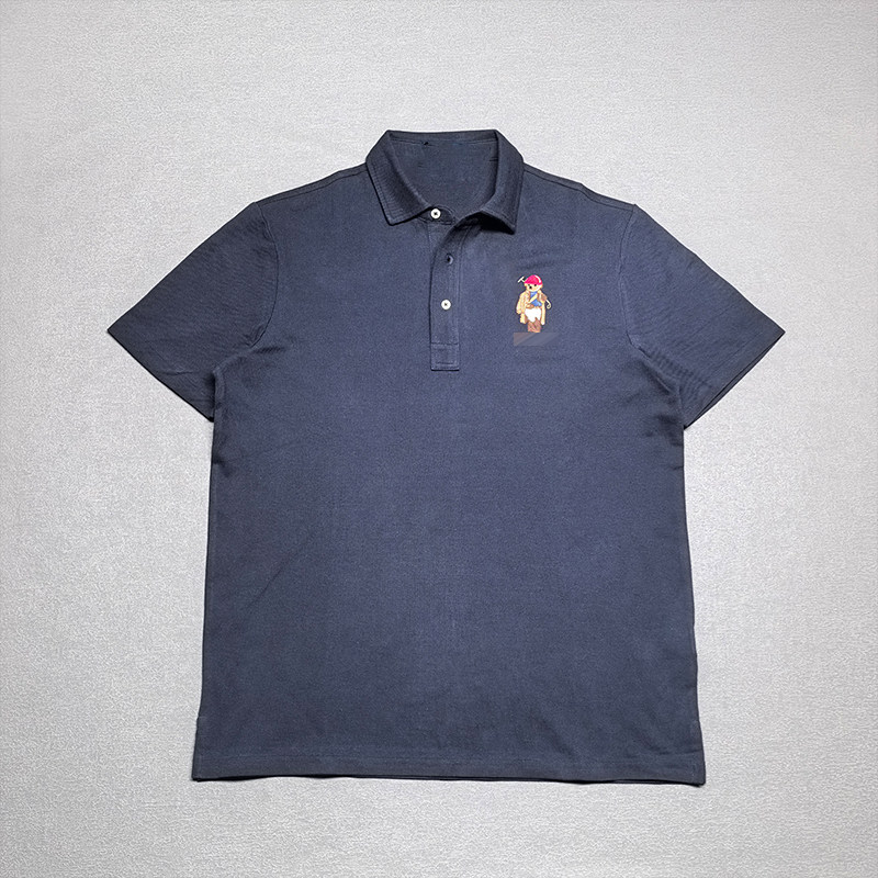 时尚三粒扣翻领Polo衫 全棉男士短袖 细节很好刺绣精美 下摆开衩