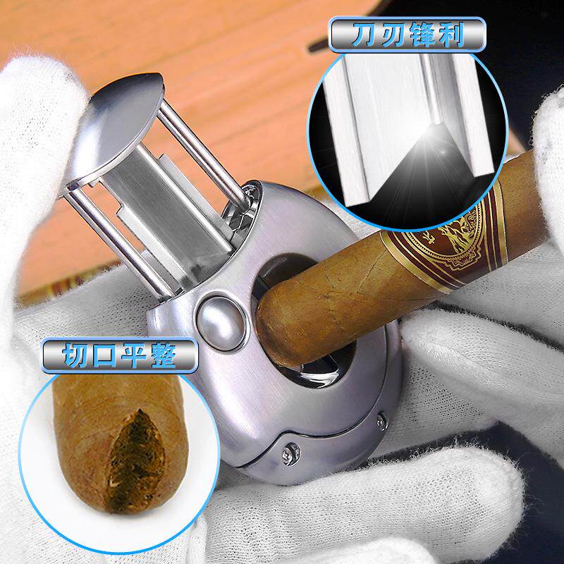 高端烟具雪茄剪锋利V型不锈钢刀刃隐藏双直径雪茄钻雪茄刀便携礼