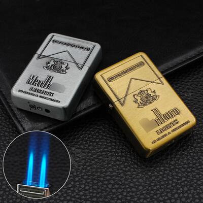 ZD933-21创意双火直冲打火机个性金属防风充气点烟器烟具