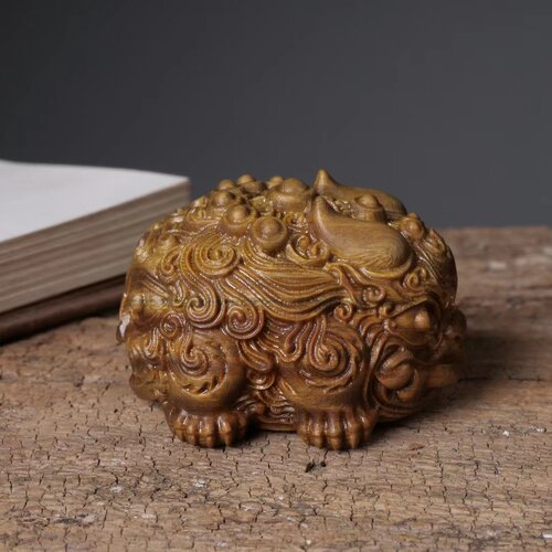 阿根廷绿檀雕刻双头貔貅款摆件摆设 规格5.5×4.5×4.5文玩木雕