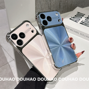 适用于苹果17Promax手机壳极光CD纹气囊防摔电镀iPhone16硬15 13全包防摔保护套
