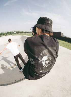 新款黑色圆领T恤宽松休闲数码印花透气重磅纯棉国潮运动圆领DT046