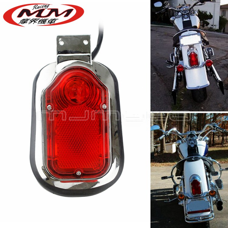 通用哈雷大地鹰王铁马400摩托车改装配件复古平板灯泡尾灯刹车灯