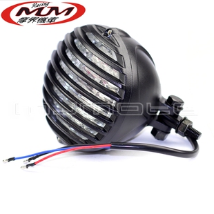 适用哈雷Chopper Bobber Cafe Racer摩托车改装件带格栅灯壳大灯