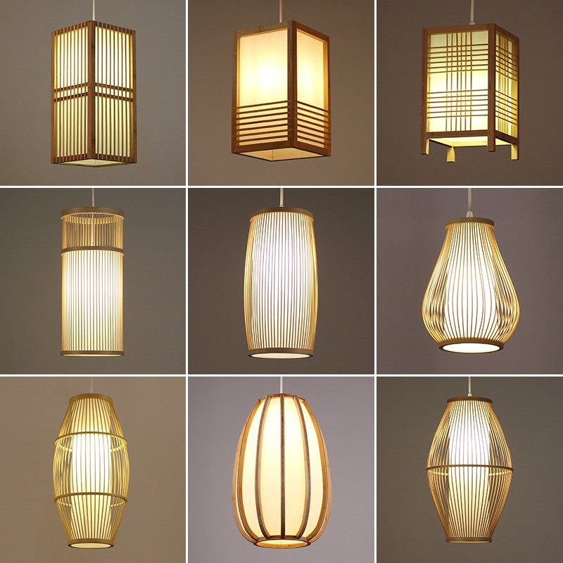 竹编吊灯羊皮纸日式吊灯民宿酒店灯现代简约风装饰灯饰藤艺