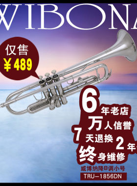 6年老店万人信誉【威博纳WIBONA乐器】降B调镀镍小号银色