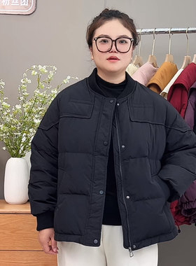 大码棒球领加厚羽绒服