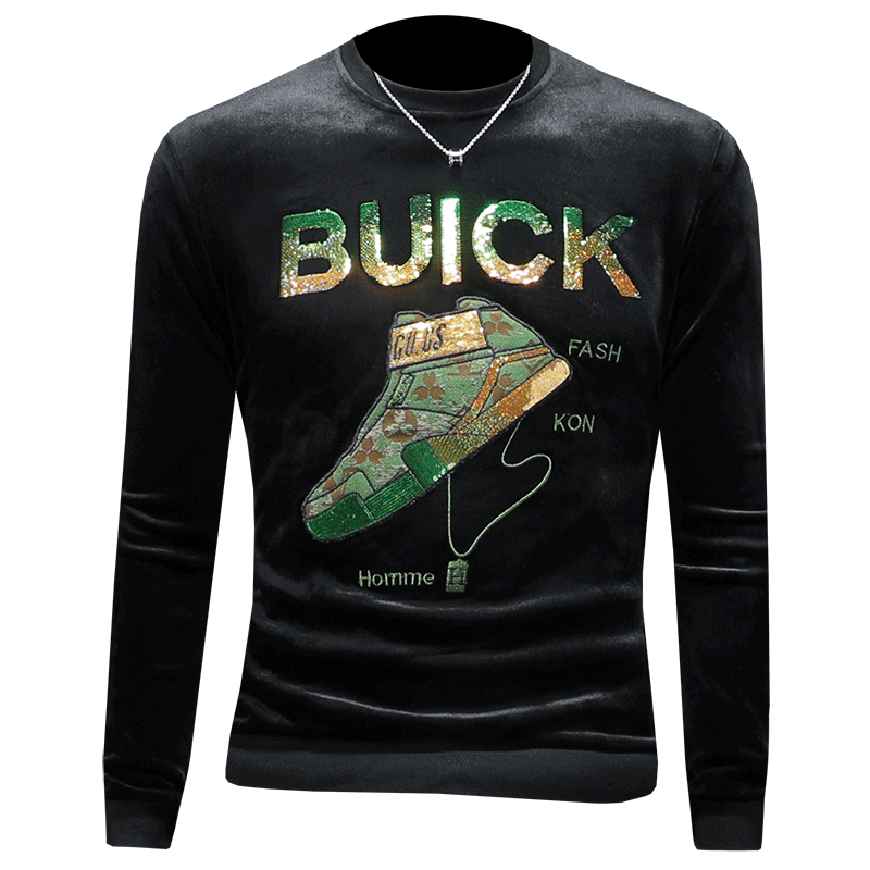 秋冬装新款金丝绒加绒加厚卫衣7305P115，男装卫衣，电商D302