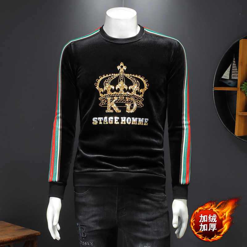 秋冬金丝绒加绒加厚卫衣男D302--2152P105，男装卫衣，电商D302